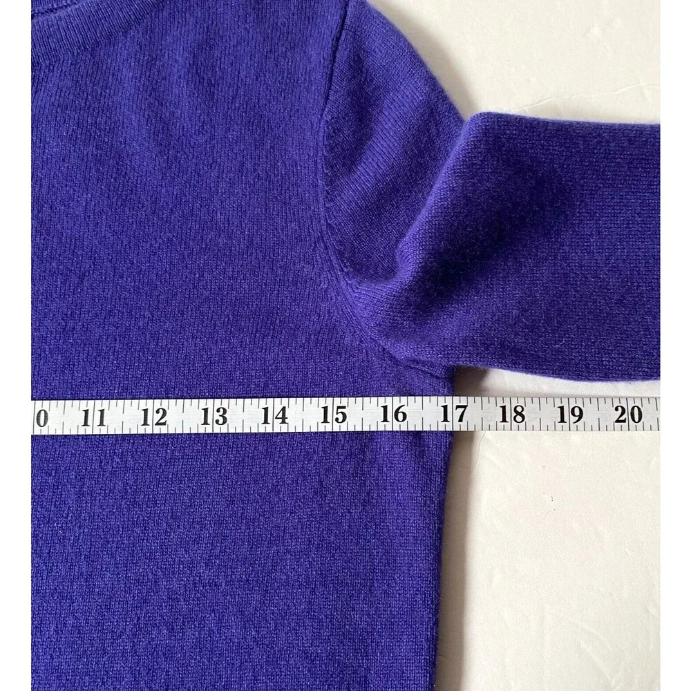 Talbots Pure Cashmere Sweater Womens Size Small Dark Periwinkle 3/4 Sleeves - Picture 8 of 10